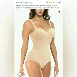 BRABIC Bodysuit Shapewear for Women Tummy Control Dress Backless Bodysuit Tops S